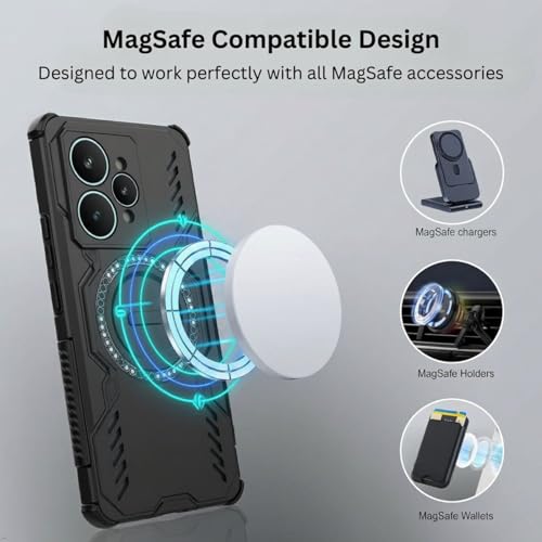 Image of ShieldTech Back Cover Case for Realme 15 5G | 360 Protection Mobile Phone Case Mag-Safe | Camera Protection | Back Cover for Realme 15 5G / Realme 15 5+G - Black TPU + PC
