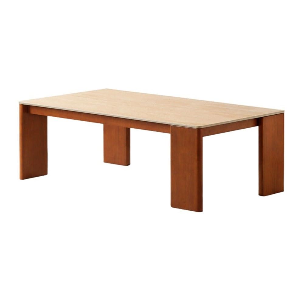 ZTHYSHOZ Side Table Warm Wood Coffee Table Rectangular Surface Thick Block Legs Living Room Center Decoration