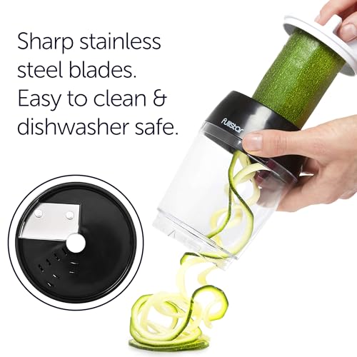 Fullstar Vegetable Spiralizer and Slicer - Zucchini Spiralizer Noodle Maker with Sharp Stainless Steel Blades, Spiralizer for Veggie Noodles, Cucumber Veggie Vegetable Zoodler, Kitchen Gadget (4 in 1)
