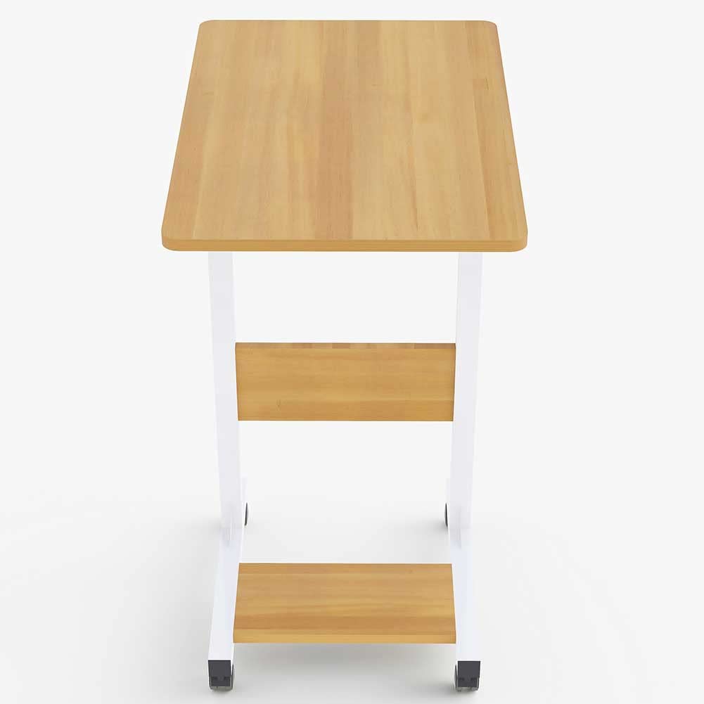 BAKAJI Escritorio Mesa de Trabajo Porta PC Ordenador Altura Regulable Mesa sofá con Tablero y Estante Inferior de Madera MDF Estructura Metal diseño Moderno 60 x 40 x 86 cm (Roble)