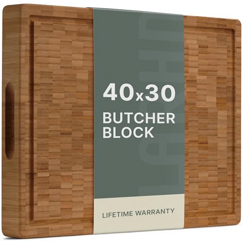 LARHN End-Grain Bamboo Butchers Block & Chopping Board - 40x30x4cm