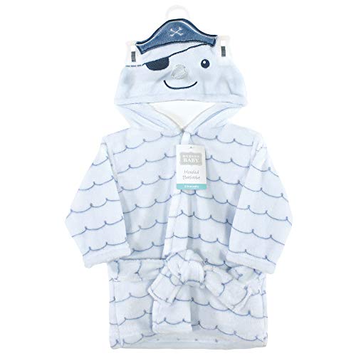 Image of Hudson Baby Unisex Baby Plush Animal Face Bathrobe, Narwhal, 0-9 Months