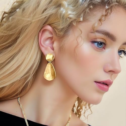 Womens Gold and Silver Mixed Metal Geometric Chunky Dangle Earrings 18k Gold Plated Trendy Silvery Two-Tone Long Lasting Minimalist Fashion Jewelry (golden) - image 2