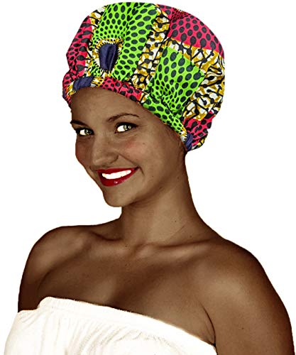 Shenbolen Women African Satin Nightcap Bonnet Sleeping Hat Soft Elastic (One Size, D)