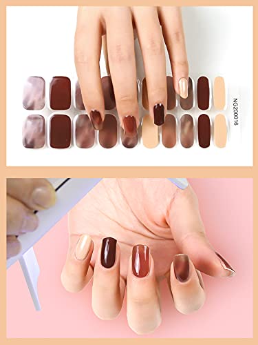 Kalolary 20 Stickers Nagelgellakstrips, volledig omwikkeld Nagellakstickers Uitgeharde gelnagelstrips Zelfklevende… - Afbeelding 4
