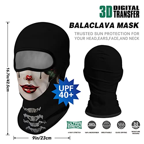 Image of Red Plume 3PCS Balaclava Full Face Mask Ski Mask UV Protection Cover Motorcycle Full Face Mask for Men Women Outdoor Sports