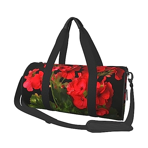 Sac de sport de voyage pour le week-end et la gym - Sac rond durable grand volume géraniums