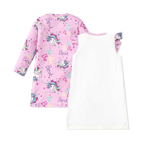 PATPAT Girls Princess Nightgowns Toddler Baby Girl 2 Pack Cute Unicorn Sleep Shirt Dress2