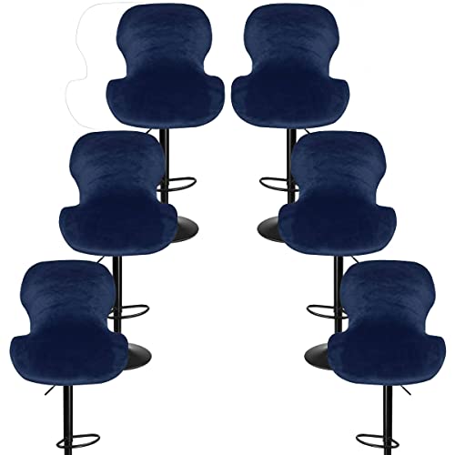 XGANGM Velvet Bar Stool Cover Curved Swivel Set of 2/4/6 Bar Stool Chair Cover Slipcover with Backrest Stretch Bar Chair Protector for Short Back Dinning Room Bar Chair,Royal Blue,6PCS