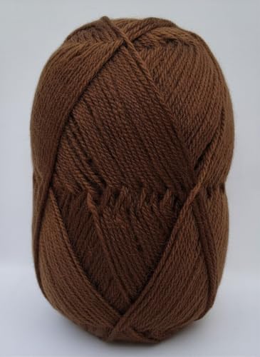 Image of Vardhman BigBoss Knitting Yarn - 200g Ball, 575m, 84% Acrylic + 16% Nylon, 3-Ply DK Weight, Soft & Durable Wool for Knitting, Craft, babywear, blanket, winter wear; threads for crochet hook needle - BOSS002 - Brown
