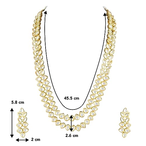 Image of Peora Kundan Faux Pearl Necklace & Jewellery Set Gift for Women
