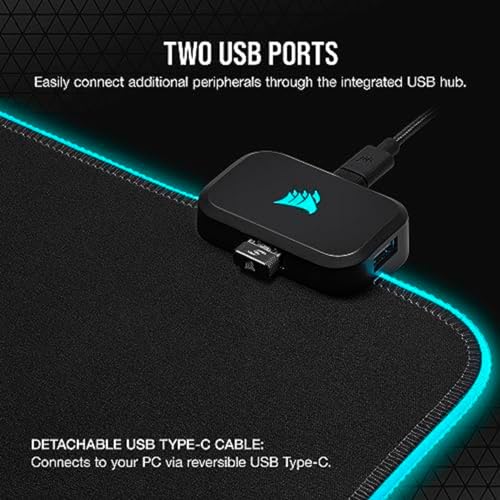 Image of Corsair MM700 RGB Extended 3XL Cloth Gaming Mouse Pad /Desk Mat - Massive 1,220mm x 610mm (48 inch x 24 inch) Cloth Surface, 360 Three-Zone RGB Lighting, Two USB Ports - Black