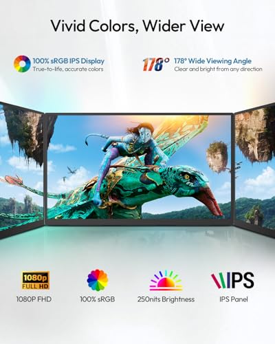 Image of MESWAO 24 Inch Portable Monitor 120Hz FHD IPS Laptop Screen Extender, Large Travel Monitor with NO-Tipping 180 Stand & VESA, HDMI USB-C Second Screen for MacBook PC Home Office Gaming