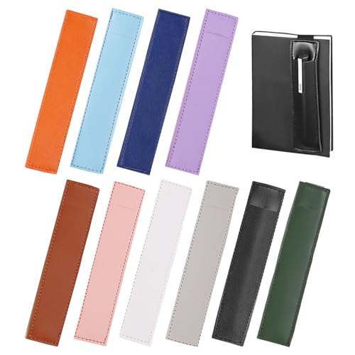 Estojo de caneta com faixa de borracha elástica, acessórios para caderno, estojo de caneta portátil, material de estúdio e escritório, estojo de caneta de couro PU, 10 unidades.