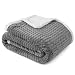 PAVILIA Premium Chevron Sherpa Throw Blanket for Couch Sofa | Super Soft, Plush, Fuzzy Lap Blanket | Reversible Textured Velvet Grey Throw | 50x60 Inches All Season