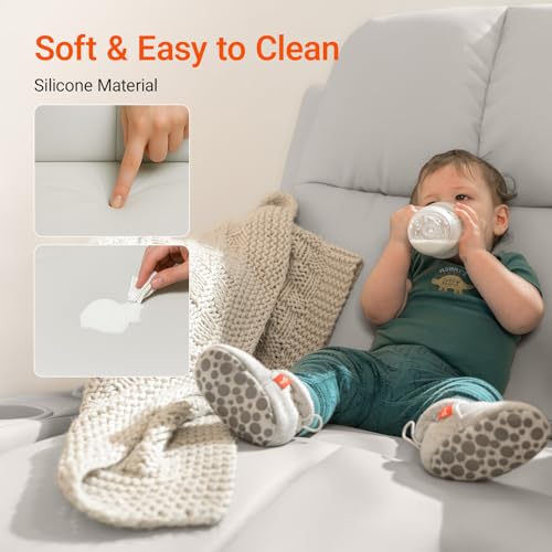 Rocking Chair Nursery with Adjustable Armrests, Electric Glider Recliner Nursing Chair for Breastfeeding, Power Swivel Recliner Chairs with USB Port and Storage, FSC Certified (Vanilla)