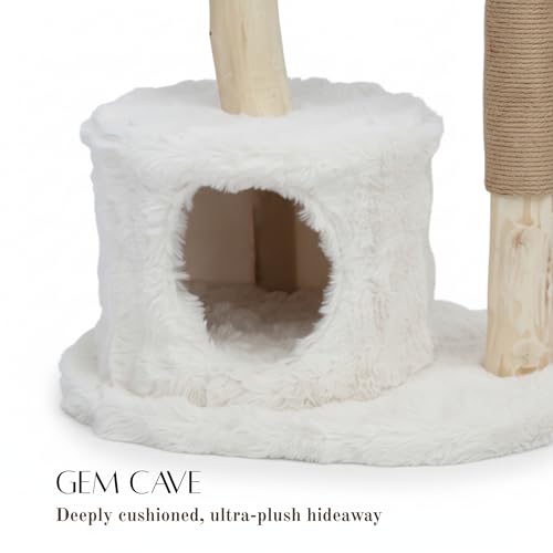 Árbol para Gatos Grande de Madera Real y Sisal Blanco miniatura 3