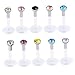 Produktbild Dasing 10X Wei 16G Edelstahl Kristall Labret Stud Monroe Bar Lippenring Piercing
