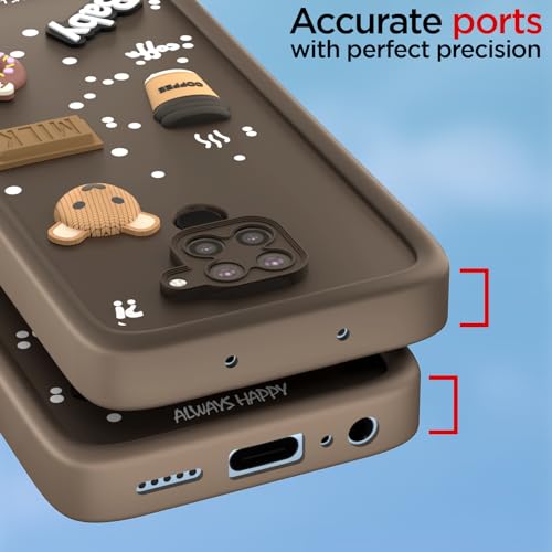 Image of Pikkme Back Cover for Redmi Note 9 | Cute Fun Cartoon 3D Bear Silicone Full Body Protection Bumper Cover (Brown)