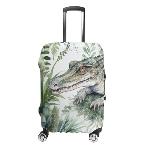 Crocodile Green Luggage Cover, Washable Elastic Suitcase Cover Protector Fit 18-32 Inch Luggage