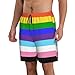 Men & Boys Classic Fit Swim Trunks for Beach Gym Sport Quick Dry Drawstring Basic Board Shorts with Pockets, Underwear LGBTQ Pride Flag LGBT Stripes Fashion Cargo Short