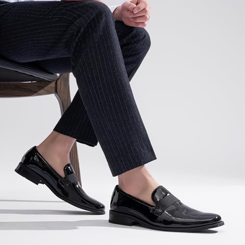 Jousen Men's Tuxedo Shoes Black Dress Shoes for Men Business Formal Mens Loafers Slip On2