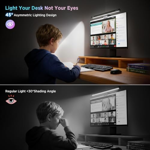 Image of Quntis Monitor Light Bar IM 40 cm (15.7 inch) Black | Touch & RGB Backlight, Fits 17 inch-27 inch (43-69cm) Flat Monitors up to 2.36 inch Thick. Ra95 3000-6500K 900lux Anti-Blue, Aluminum /ABS