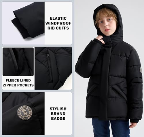 Image of SOLOCOTE Boys Winter Coats Stay Warm and Dry with Kid's Water-Resistant Fleece Jacket