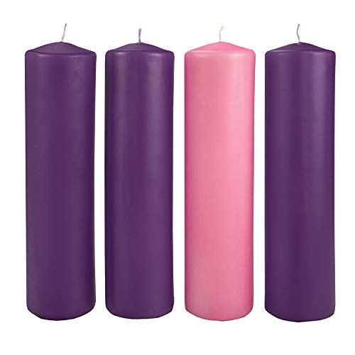 Premium Advent Pillar Candles 3 Purple 1 Rose (12