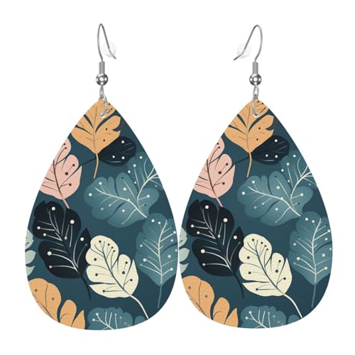 ラグジュアリー キュート リーフ レディース レザー イヤリング ティアドロップ フック イヤリング 軽量 ダングル ドロップ レディース ジュエリー
