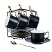 Price comparison product image YOLIFE Matte Black Coffee Cups and Saucers, Tea Cup and Saucer with Stand, 200ml, Set of 6
