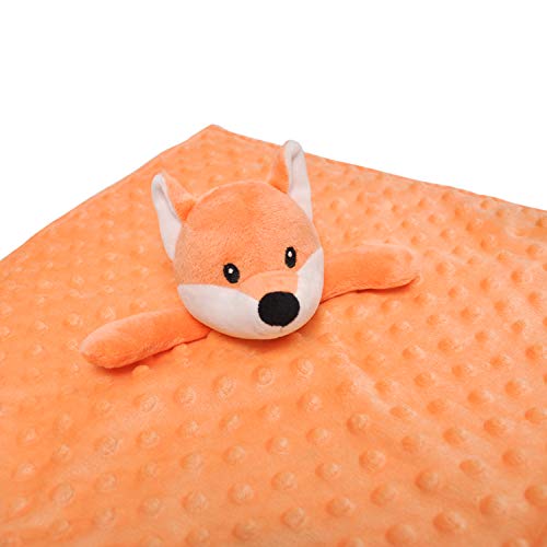 Boritar Fox Baby Security Blanket Soft Minky Dot Fabric Lovey Blanket With Cute Woodland Pattern Backing Stuffed Plush Cuddle For Newborn Infant Gifts Orange 14 Inch #TOP1