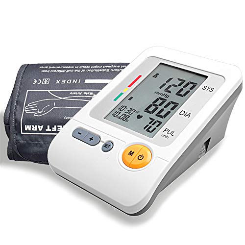 Guoyajf Monitor De Presión Arterial del Brazo Superior - Incluye: Monitor Completamente Automático, Brazalete Fit-All, Estuche Portátil - Pantalla LCD, Detector De Latidos Irregulares, Memoria