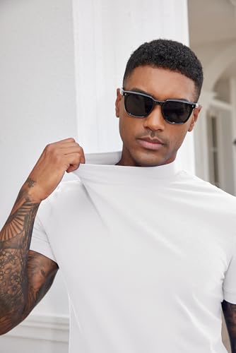 Image of COOFANDY Mens Mock Turtleneck Shirts Casual Premium Cotton Short Sleeve Shirt Basic Half Neck T-Shirts