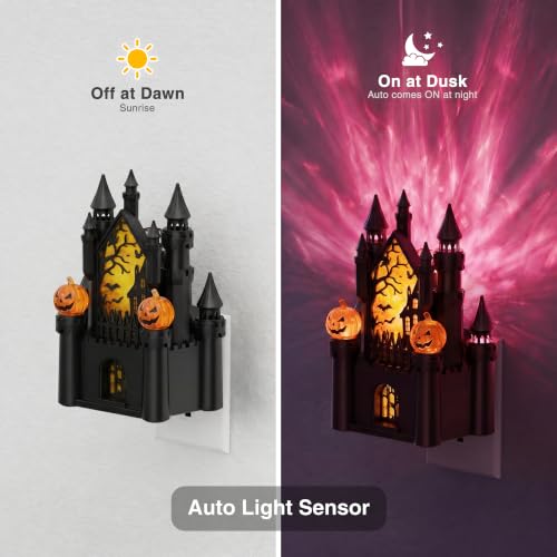 Image of JandCase Night Lights Plug into Wall,Halloween Castle & Church Night Light