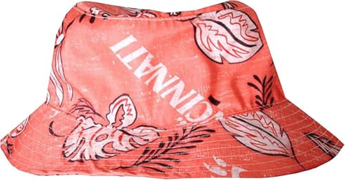 Wes and Willy Mens College Hawaiian Vintage Floral Bucket Hat(Cincinnati Bearcats, L/XL) Red
