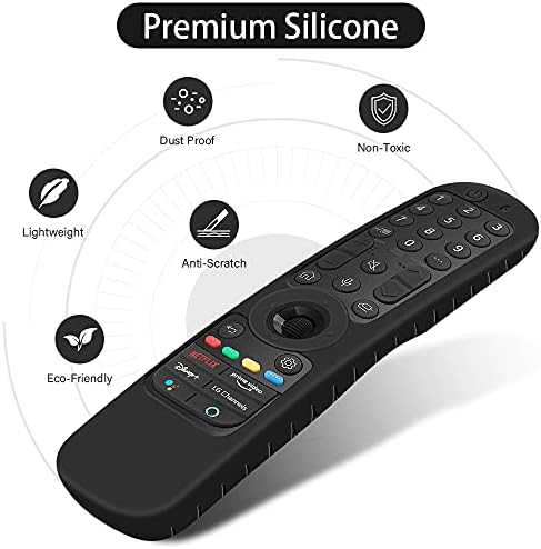 Cover for LG AN-MR21GA/AN-MR21GC Remote Control, Protective Silicone Case OLED TV 2021 LG Magic Remote Controller Sleeve Skin Holder Battery Back Protector Universal Replacement-Black