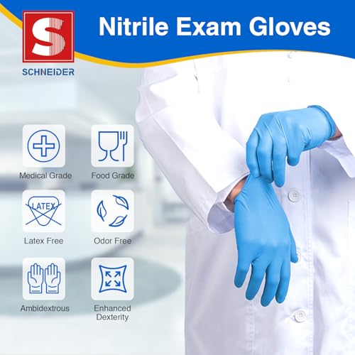 schneider nitrile exam gloves blue disposable gloves medical grade food grade latex free powder free