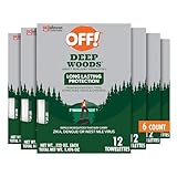OFF! Deep Woods Insect Repellent Towelettes Mosquito and Tick Protection Wipes 12 Count (Pack of 6)