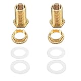 2 Stück 1,27 cm Wassertankverbinder mit Gummiringen, Regenfassverbinder mit Gummidichtungen, Messing, Wasserstoßtülle für Regenfässer, Wassertonne 42 mm
