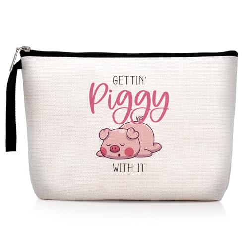 Hanamiya Na Pig Gifts for Women, Pig Stuff Cosmetic Bag, Animal Lovers Gifts Birthday Graduation Gift for Women Girl Friends Funny Piggy Makeup Bag Zipper Pouch