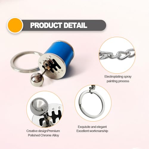 Image of Creative Auto Part Model Gear Box Shifter Keychain, 6 Speed Gear Box Shifter Keychain Key chain Ring, Mini Car Gear Shift Stick Knob Keyring, Car Key Fob Keychain Accessories(Blue)