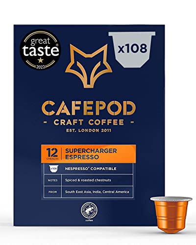 CafePod Coffee Pods Nespresso Compatible Supercharger Espresso 108 Aluminium Capsules