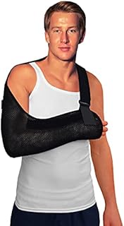 Adult ONE Size Arm Sling Shoulder Support (Black/Black) Medically Approved, Cool, Easy Fit, Thumb Loop, Unisex.
