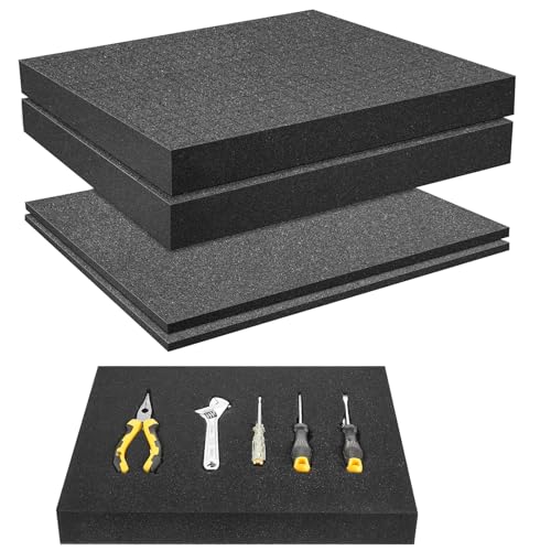 YushengTai Lot de 2 mousses prédécoupées 400 x 300 x 50 mm et 2 pièces 400 x 300 x 10 mm pour outils, mallette à outils, mallette photo, tablette