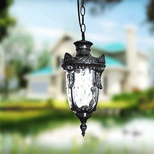 Lanterne suspendue extérieure classique E27 et lustre réglable noir mat étanche