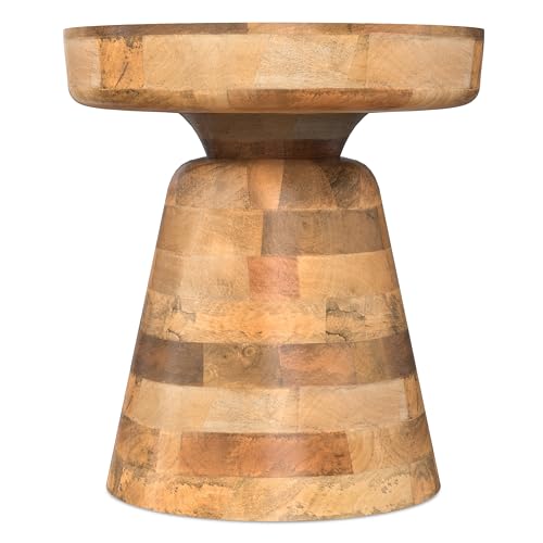 Image of SIMPLIHOME Robbie Accent Table - 16 inch Wide Solid Mango Wood End Table in Natural, Boho Contemporary Rustic Side Table for Living Room or Bedroom with Multipurpose Function, Assembled