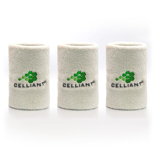 CELLIANT Unisex Infrared (IR) Energizing Grip Strength Wristband for Men & Women - Sweatband for Tennis, Basketball, Running, Gym, Working Out (White (6 Pieces))