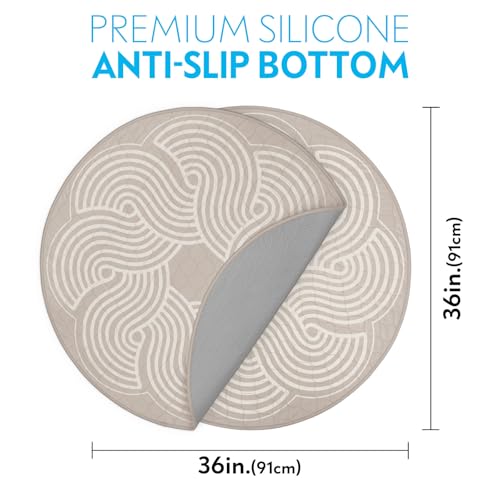 Image of Paw Inspired Round Designer Dog Pads, Beige, 36 inch Size, 2 Pack | Premium Washable Pee Pads, Reusable Puppy Pads, Waterproof Mat, Leakproof, Non-Slip Liner for Potty Training, Whelping