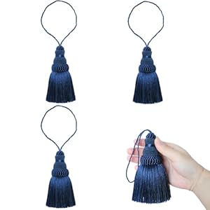 Fenghuangwu Borlas de llaves de borla coloridas, accesorios elegantes para cortinas y decoración del hogar (azul marino, 4P)